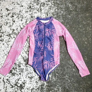 Zella Girl's Trinity Long Sleeve One-Piece‎ Rashguard Swimsuit
